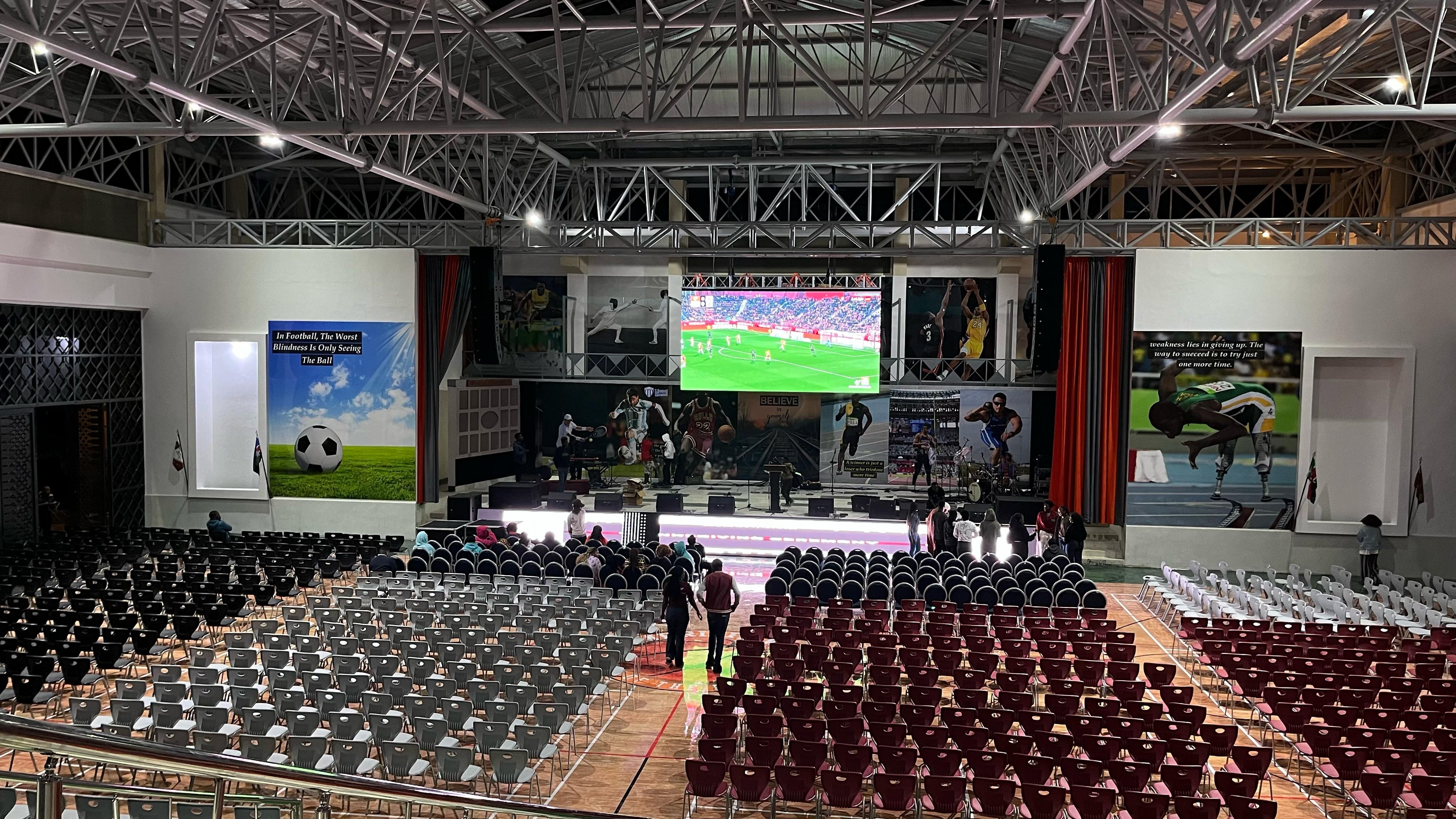 Inside the G-MAX arena at Merishaw School in Kajiado county