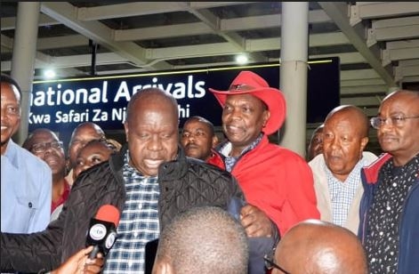 Former Interior CS Fred Matiang’i returns to Kenya