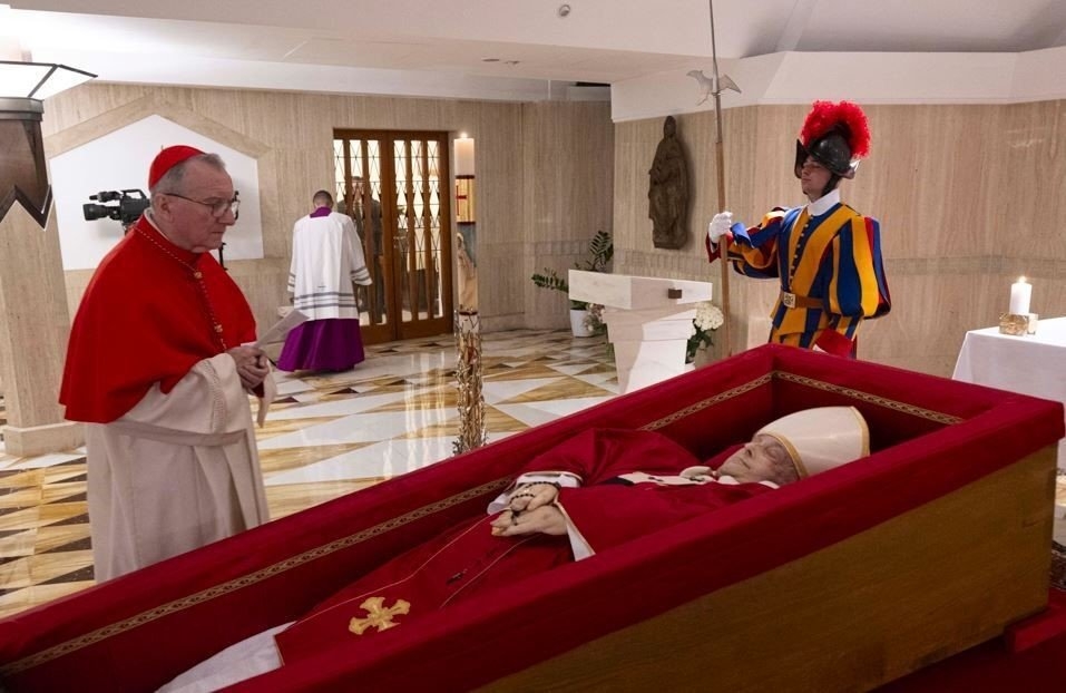 PHOTOS: Pope lies in State inside wooden casket