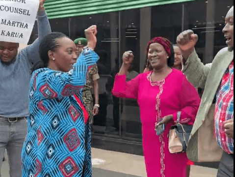 'Never surrender' chants as Karua arrives at JKIA