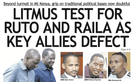 Briefs: Litmus test for Ruto, Raila as key allies defect