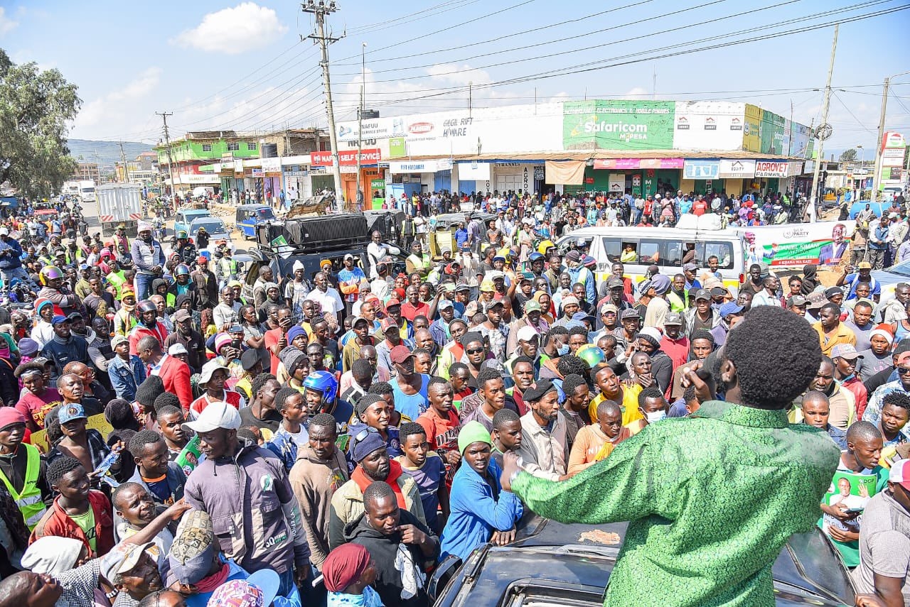 Gilgil hoiyee! Gachagua fires up rally via phone from US