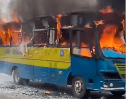 Bus torched after Donholm accident kills rider