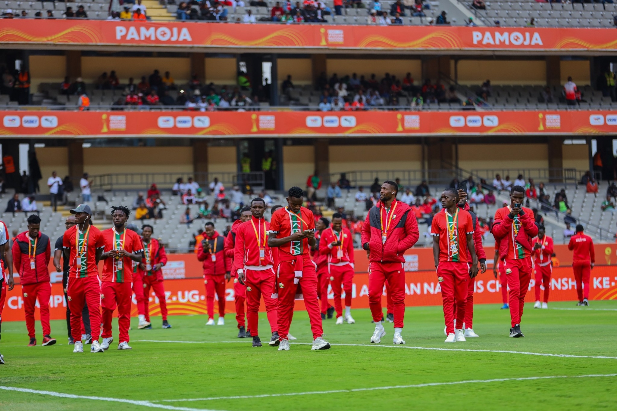 [PHOTOS] Harambees Stars feel the pitch, engage fans ahead of Angola tie