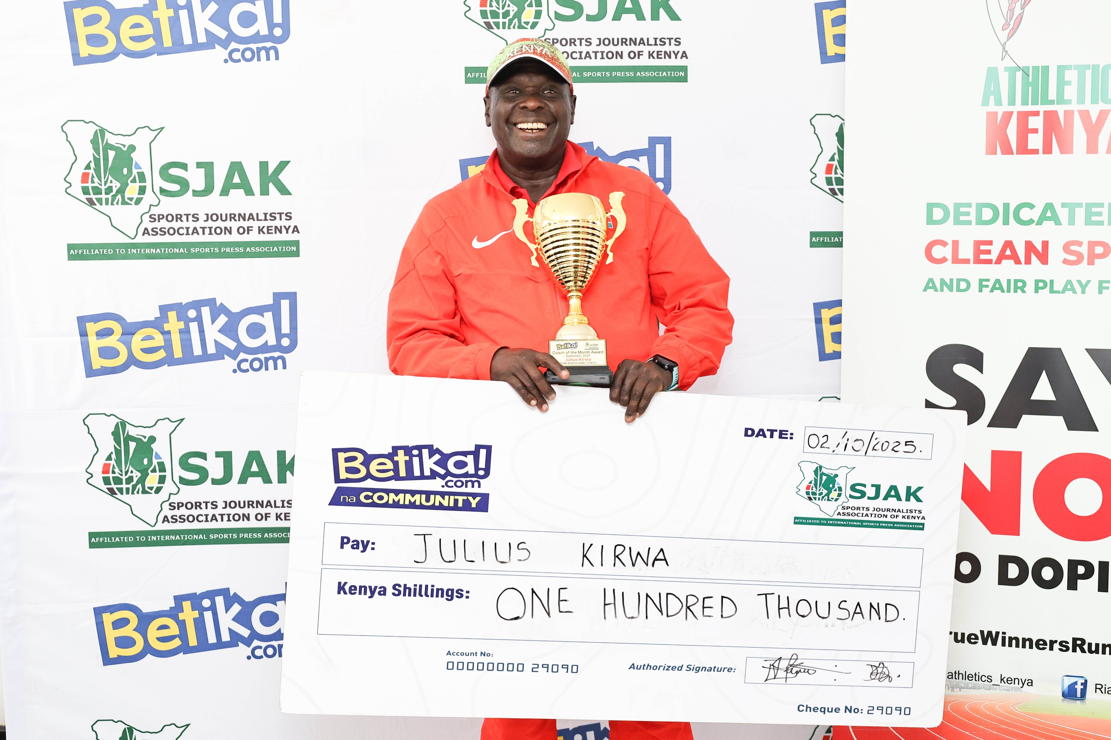 Athletics coach Kirwa honoured for Tokyo success