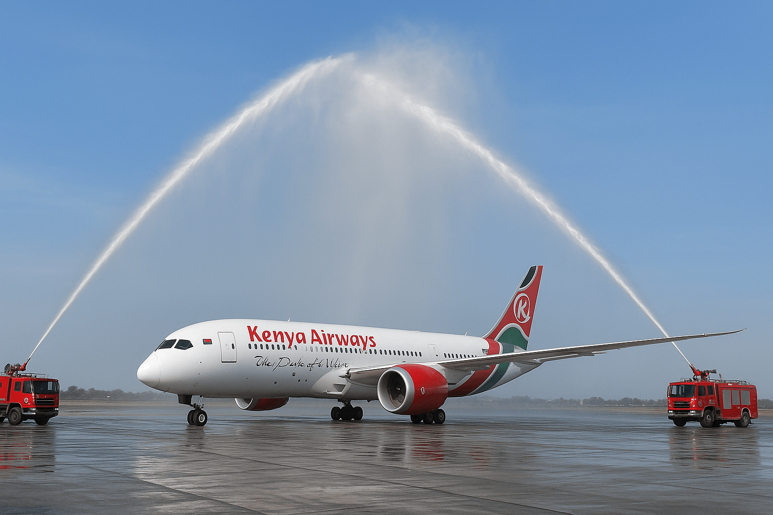 Plane carrying Raila accorded water salute at JKIA