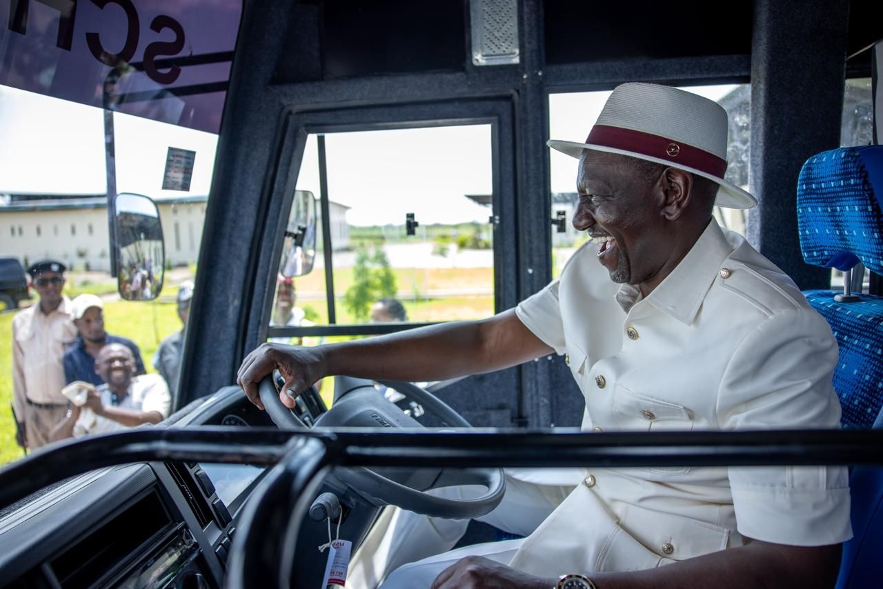 President Ruto takes the wheel, drives school bus