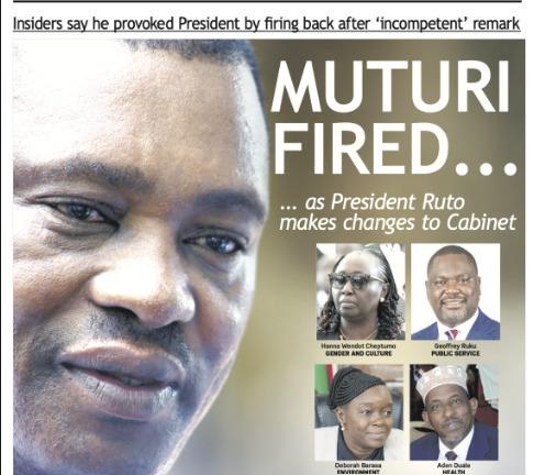 News Brief: Muturi fired as Ruto reshuffles Cabinet