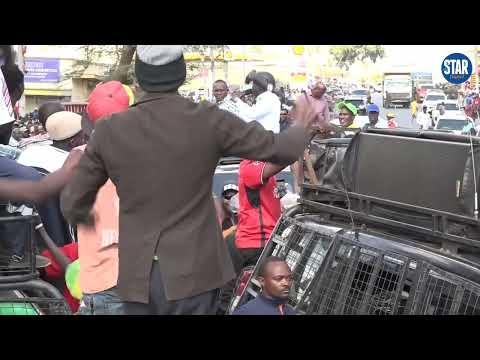 Gachagua’s military style helmet steals the show in tense Narok rally