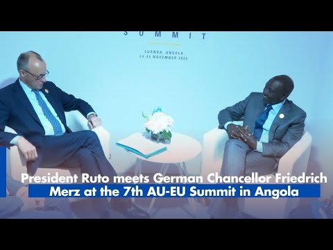 President Ruto meets German Chancellor Friedrich Merz at the 7th AU-EU Summit in Angola