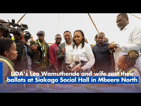 UDA’s Leo Wamuthende and wife cast their ballots at Siakago Social Hall in Mbeere North