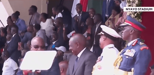 Fun moment as VIPs flinch as fighter jet steals the show at Nyayo